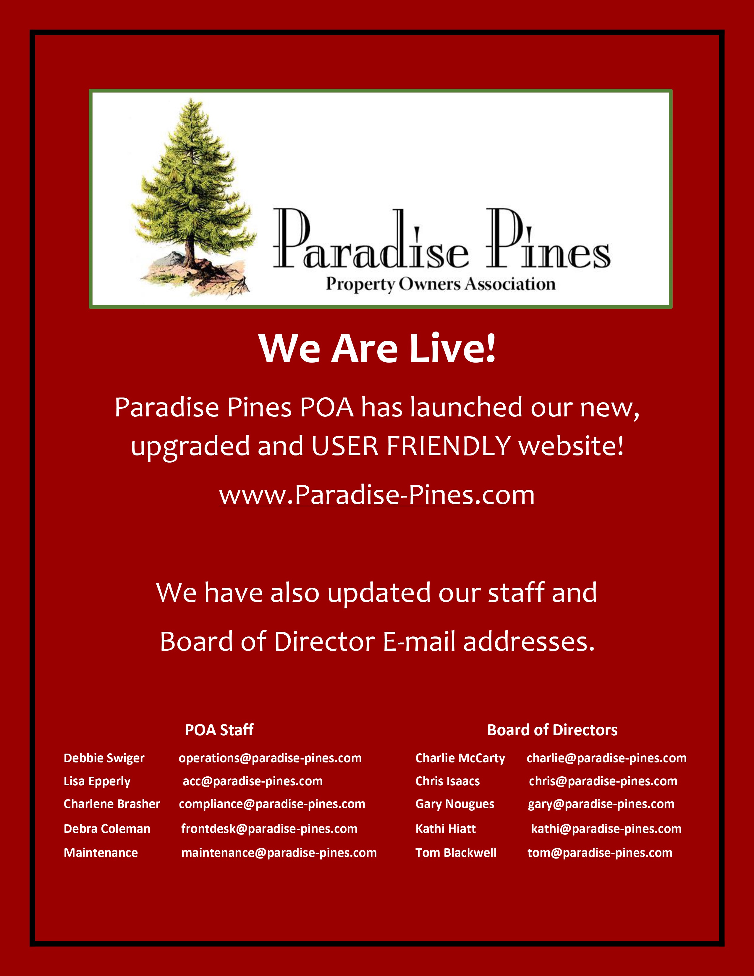 Paradise Pines POA Home Page